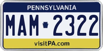 PA license plate MAM2322