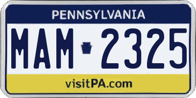 PA license plate MAM2325
