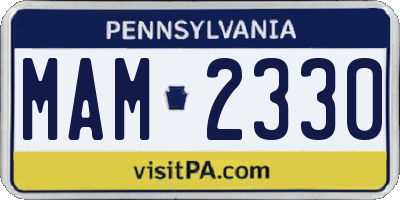 PA license plate MAM2330