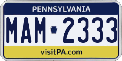 PA license plate MAM2333