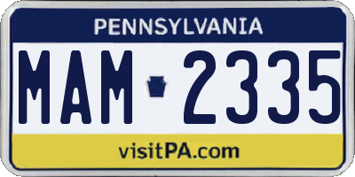 PA license plate MAM2335