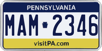 PA license plate MAM2346
