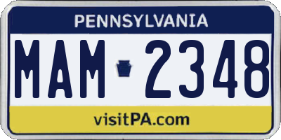 PA license plate MAM2348