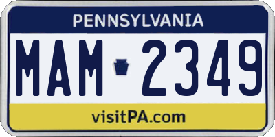 PA license plate MAM2349