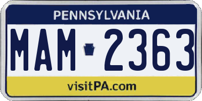 PA license plate MAM2363