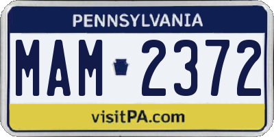 PA license plate MAM2372
