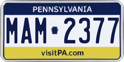 PA license plate MAM2377