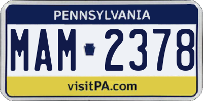 PA license plate MAM2378