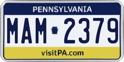 PA license plate MAM2379