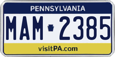 PA license plate MAM2385