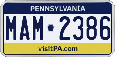 PA license plate MAM2386