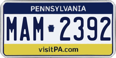 PA license plate MAM2392