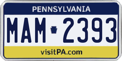 PA license plate MAM2393