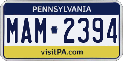 PA license plate MAM2394