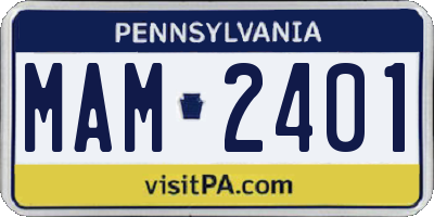 PA license plate MAM2401