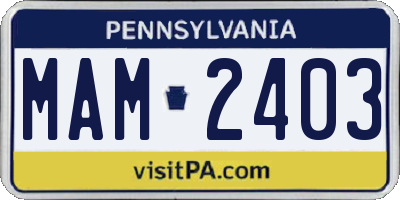 PA license plate MAM2403