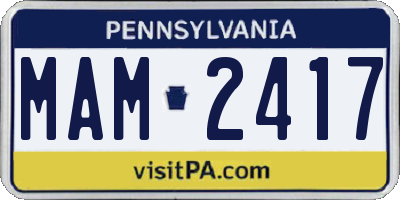 PA license plate MAM2417