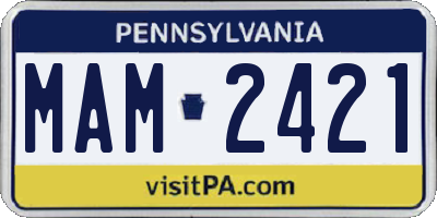 PA license plate MAM2421