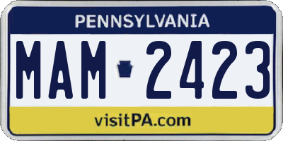 PA license plate MAM2423