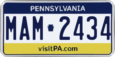 PA license plate MAM2434