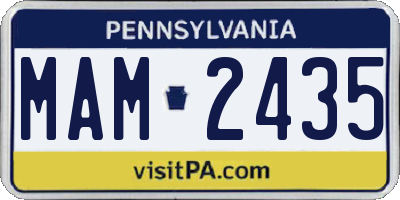 PA license plate MAM2435
