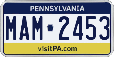 PA license plate MAM2453