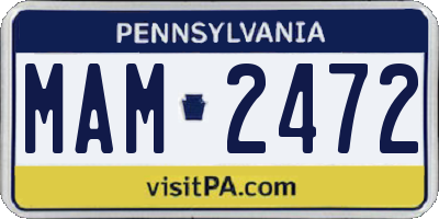 PA license plate MAM2472