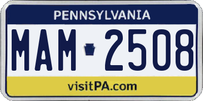 PA license plate MAM2508