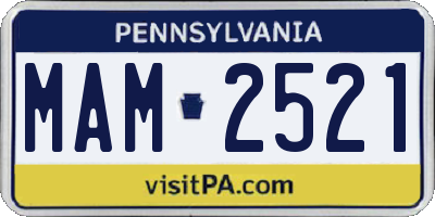PA license plate MAM2521