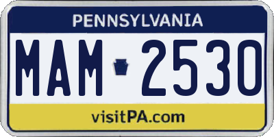 PA license plate MAM2530