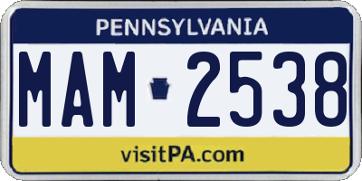 PA license plate MAM2538