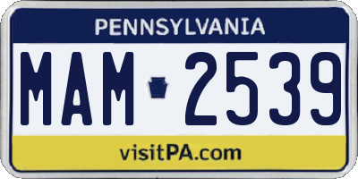 PA license plate MAM2539