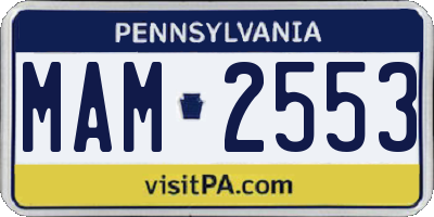 PA license plate MAM2553