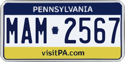PA license plate MAM2567