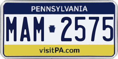 PA license plate MAM2575