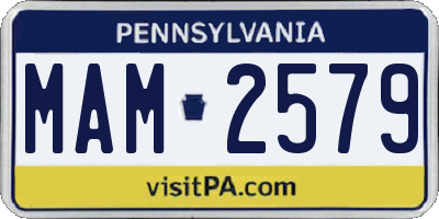 PA license plate MAM2579