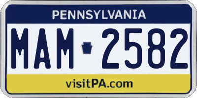 PA license plate MAM2582
