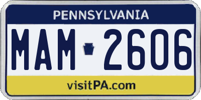 PA license plate MAM2606