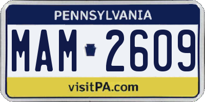 PA license plate MAM2609