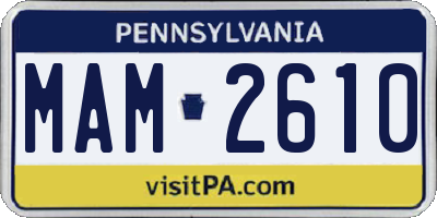 PA license plate MAM2610