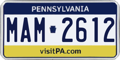 PA license plate MAM2612