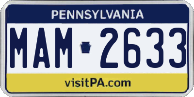 PA license plate MAM2633