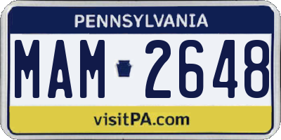PA license plate MAM2648