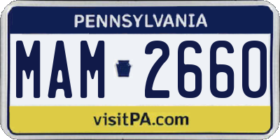 PA license plate MAM2660