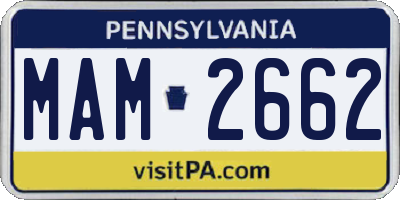 PA license plate MAM2662