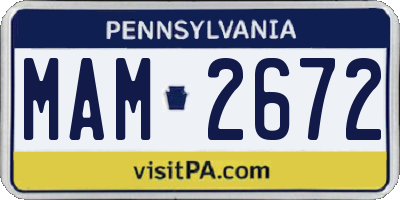 PA license plate MAM2672