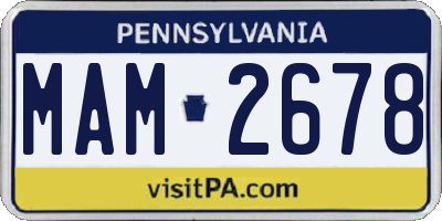 PA license plate MAM2678