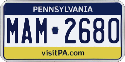 PA license plate MAM2680