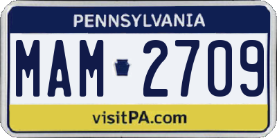 PA license plate MAM2709