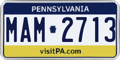 PA license plate MAM2713